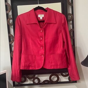 Talbots Bright Red Women's Tailored Blazer silk and wool blend